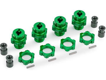 Traxxas Wheel hubs, splined, 17mm, short (green-anodized) (4) (for #9080) / TRA9086-GRN