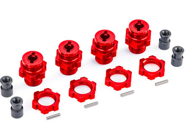 Traxxas Wheel hubs, splined, 17mm, short (red-anodized) (4) (for #9080) / TRA9086-RED