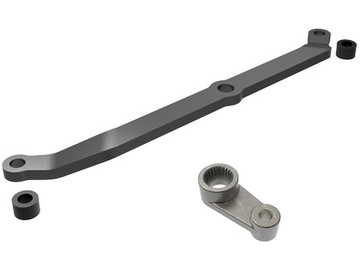 Traxxas Steering link, 6061-T6 aluminum (dark titanium-anodized)/ servo horn, metal/ spacers (2) / TRA9748-GRAY