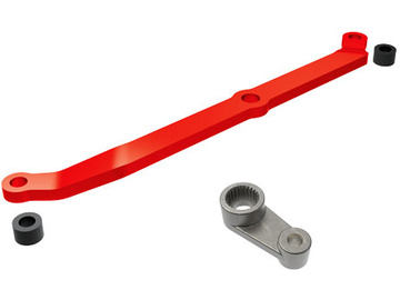 Traxxas Steering link, 6061-T6 aluminum (red-anodized)/ servo horn, metal/ spacers (2) / TRA9748-RED