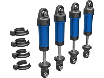 Traxxas Shocks, GTM, aluminum (blue-anodized) (fully assembled w/o springs) (4) / TRA9764-BLUE