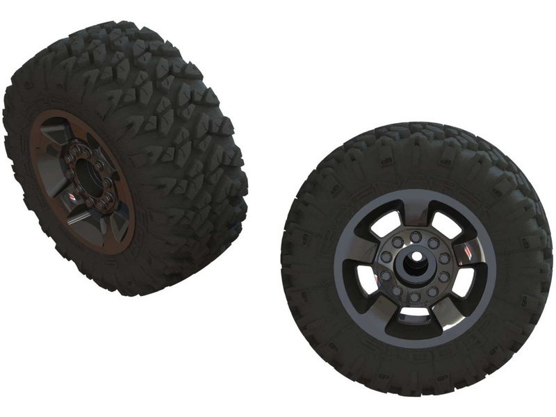 Arrma koleso s pneu dBoots Ragnarok Mt, čierny chróm (2) ARA550053