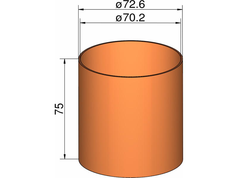 Klíma spojka 75mm trubiek pr. 72.6x75mm KL-207307500