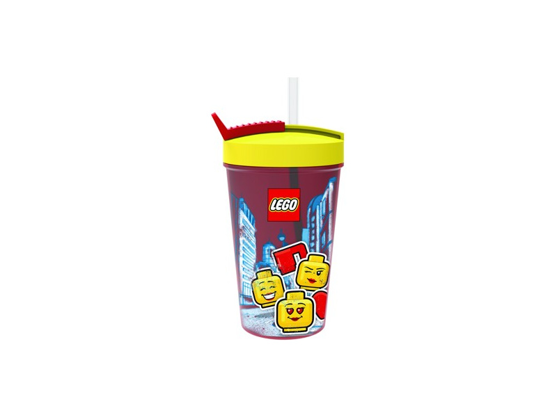 LEGO fľaša so slamkou 0.5L - Iconic Girl červená LEGO40441725